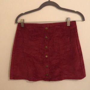 Burgundy mini skirt!